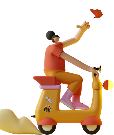 3D персонаж на скутере